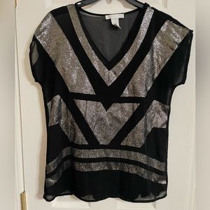 Sheer sequin edgy blouse